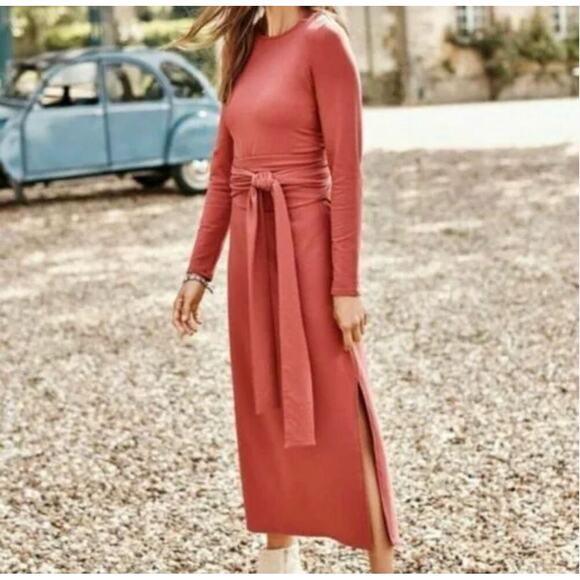 J. Jill Dresses & Skirts - J. JILL Pure Jill Coral Rose Affinity Tie Waist Belted Maxi Dress // M